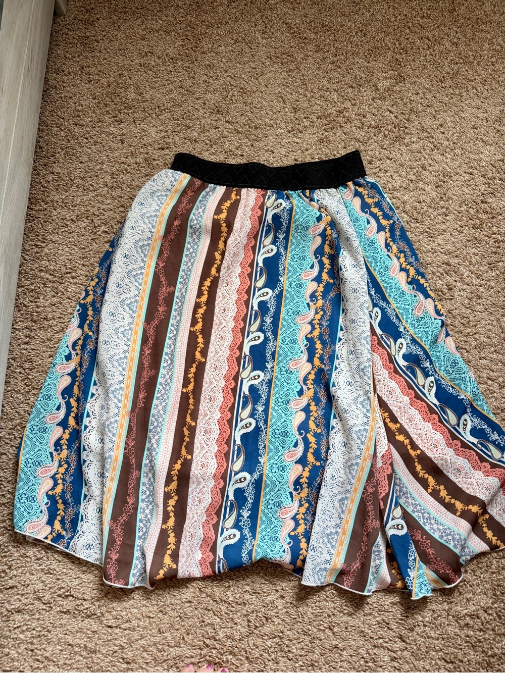 Lularoe Lucy Multicolor Striped Boho Midi Skirt